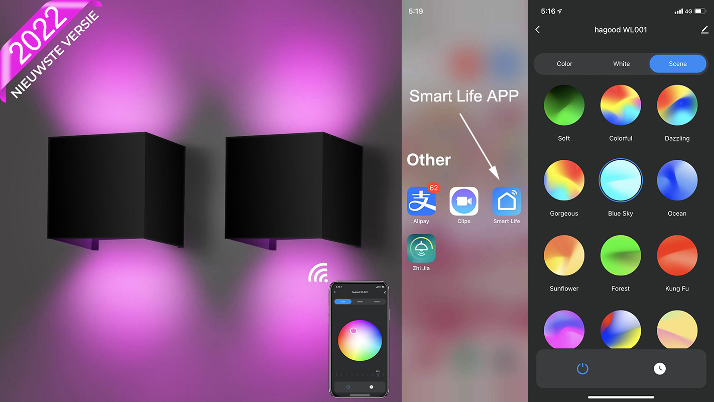 Tuya Smart WiFi LED Wall Lamp  - مراجعة Smart Garden Apple وسعره