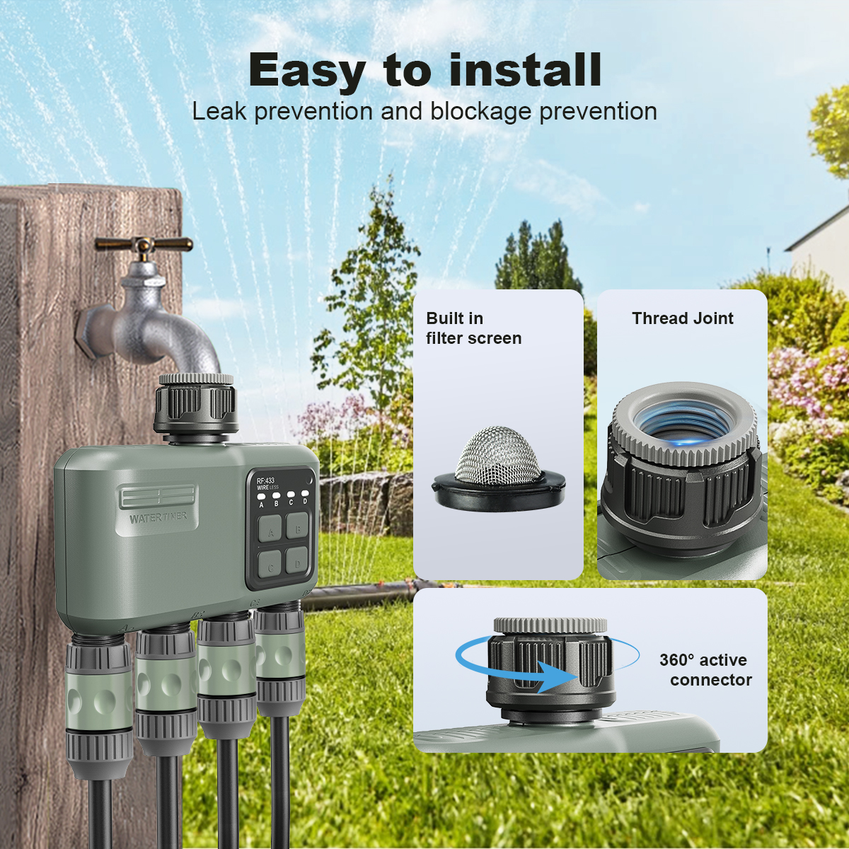 4 Outlet Programmable Water Ti - مراجعة Smart Garden Sprinkler System وسعره