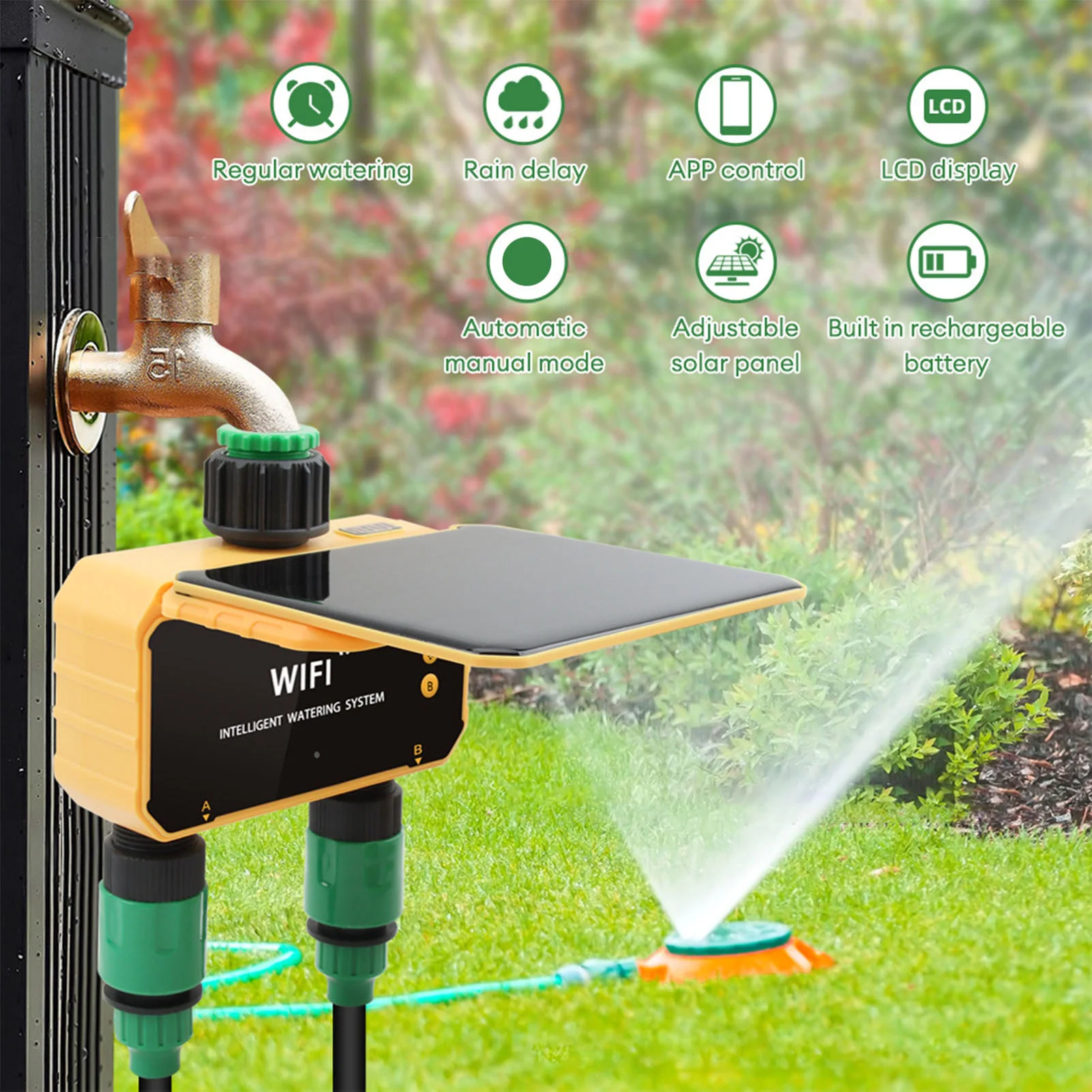 Solar WiFi Smart Irrigation Ti - مراجعة Smart Garden Sprinkler وسعره