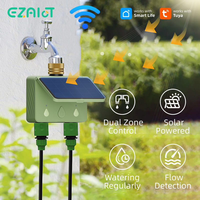 WiFi Water Timer 2 Zone Solar  - مراجعة Smart Garden Valve وسعره